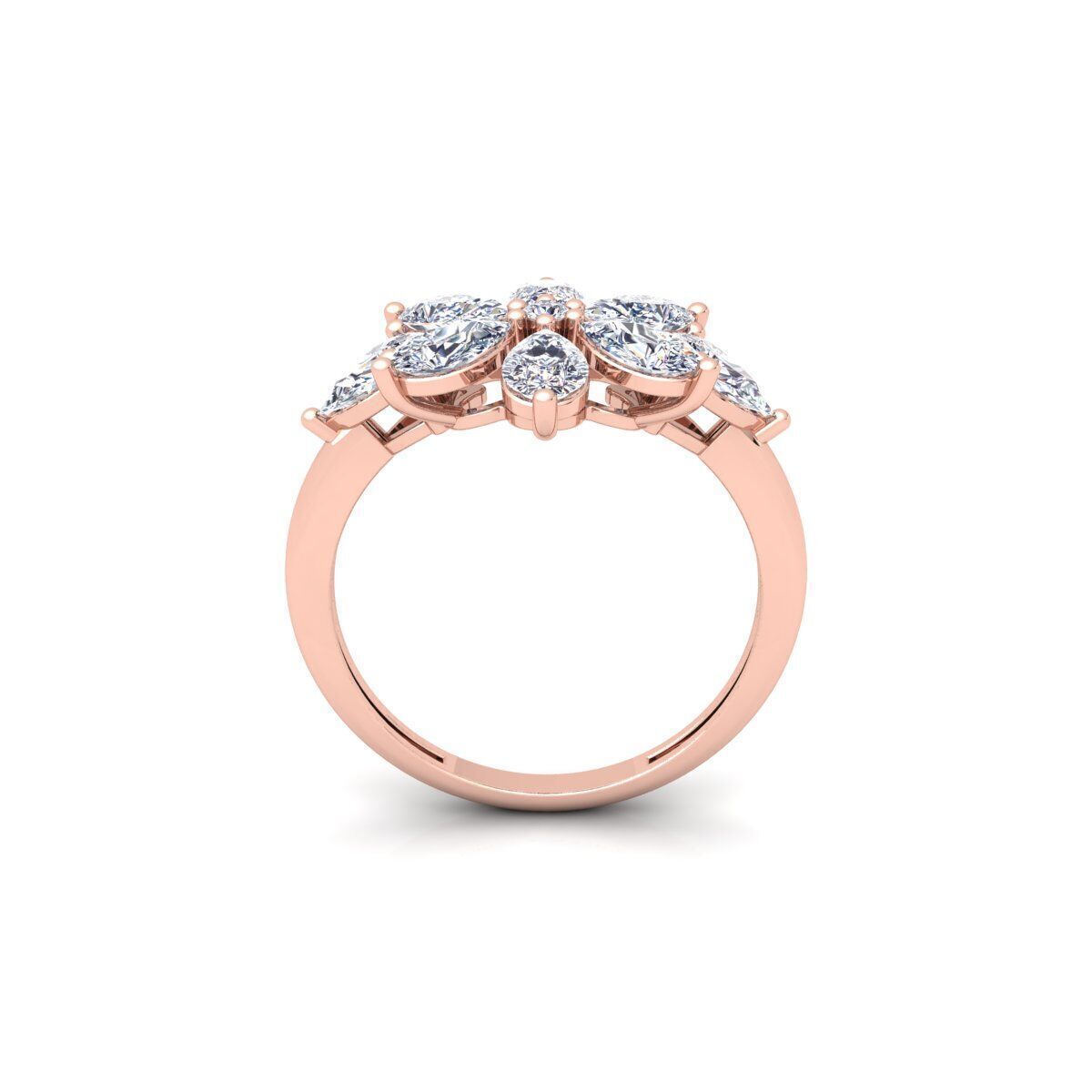 diamond Flower Ring 3d Model and Render 3D print model_4