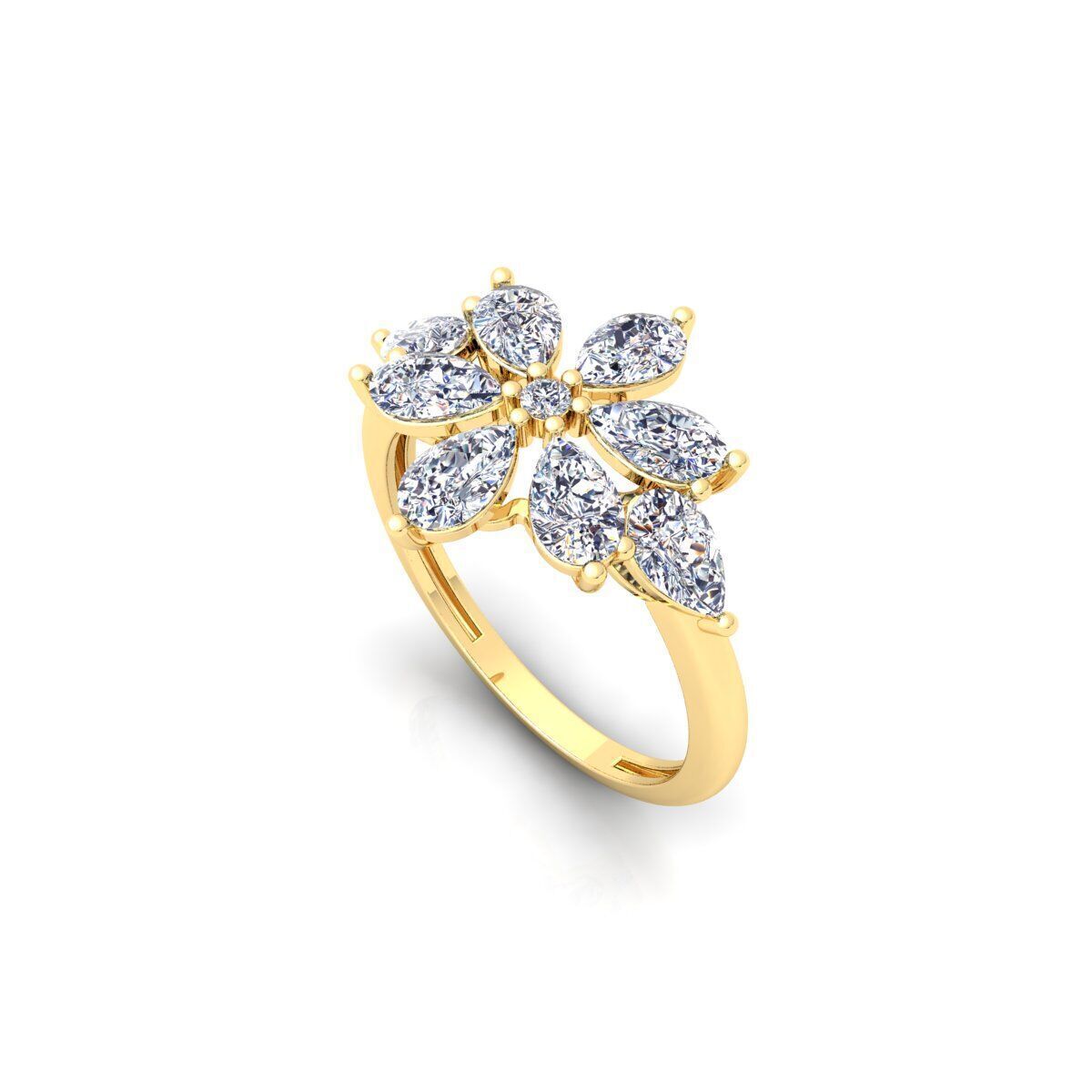 diamond Flower Ring 3d Model and Render 3D print model_9