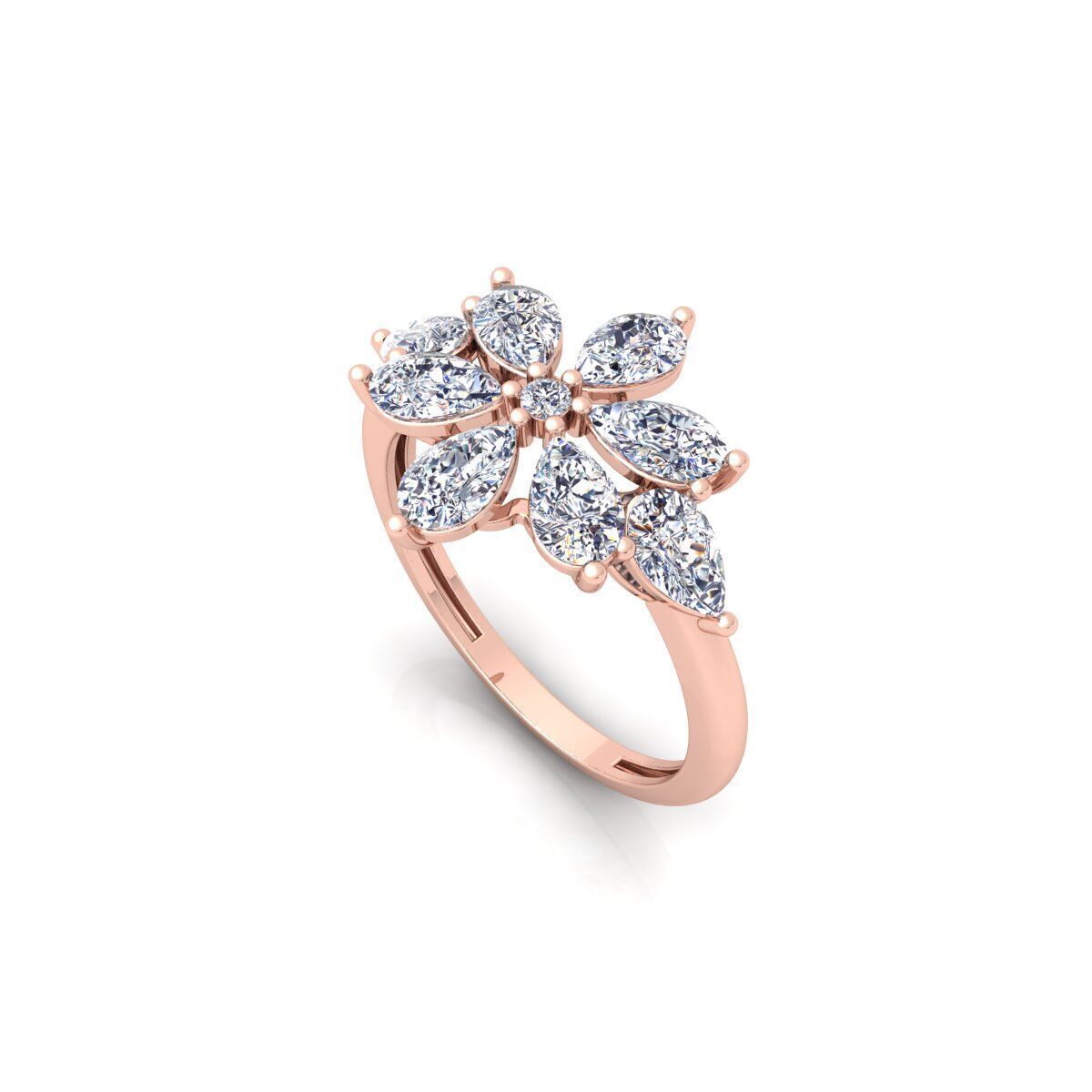 diamond Flower Ring 3d Model and Render 3D print model_10