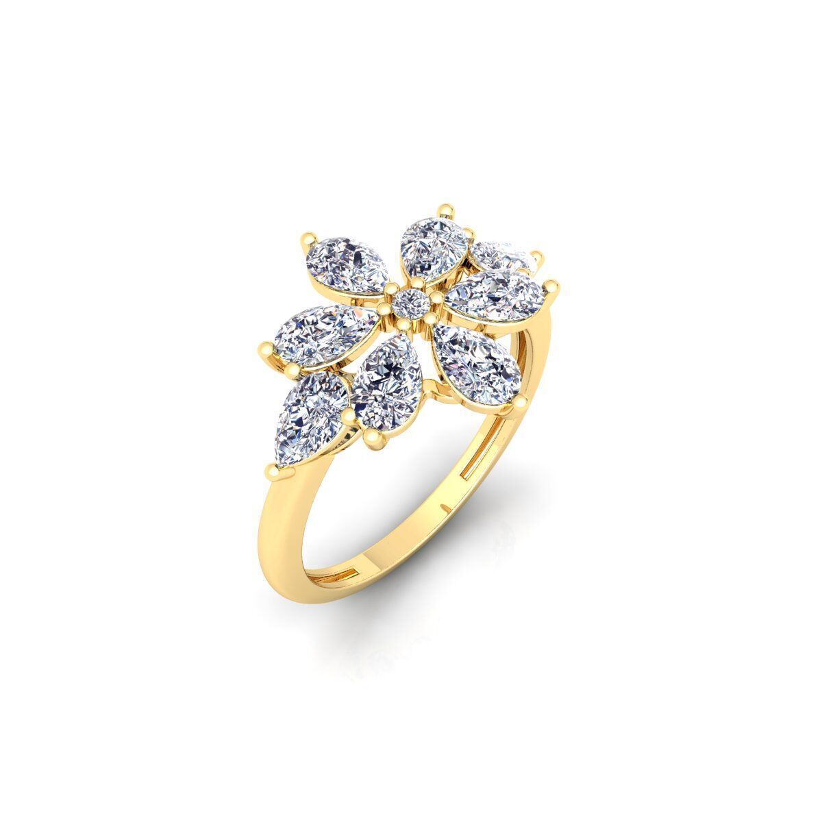 diamond Flower Ring 3d Model and Render 3D print model_6