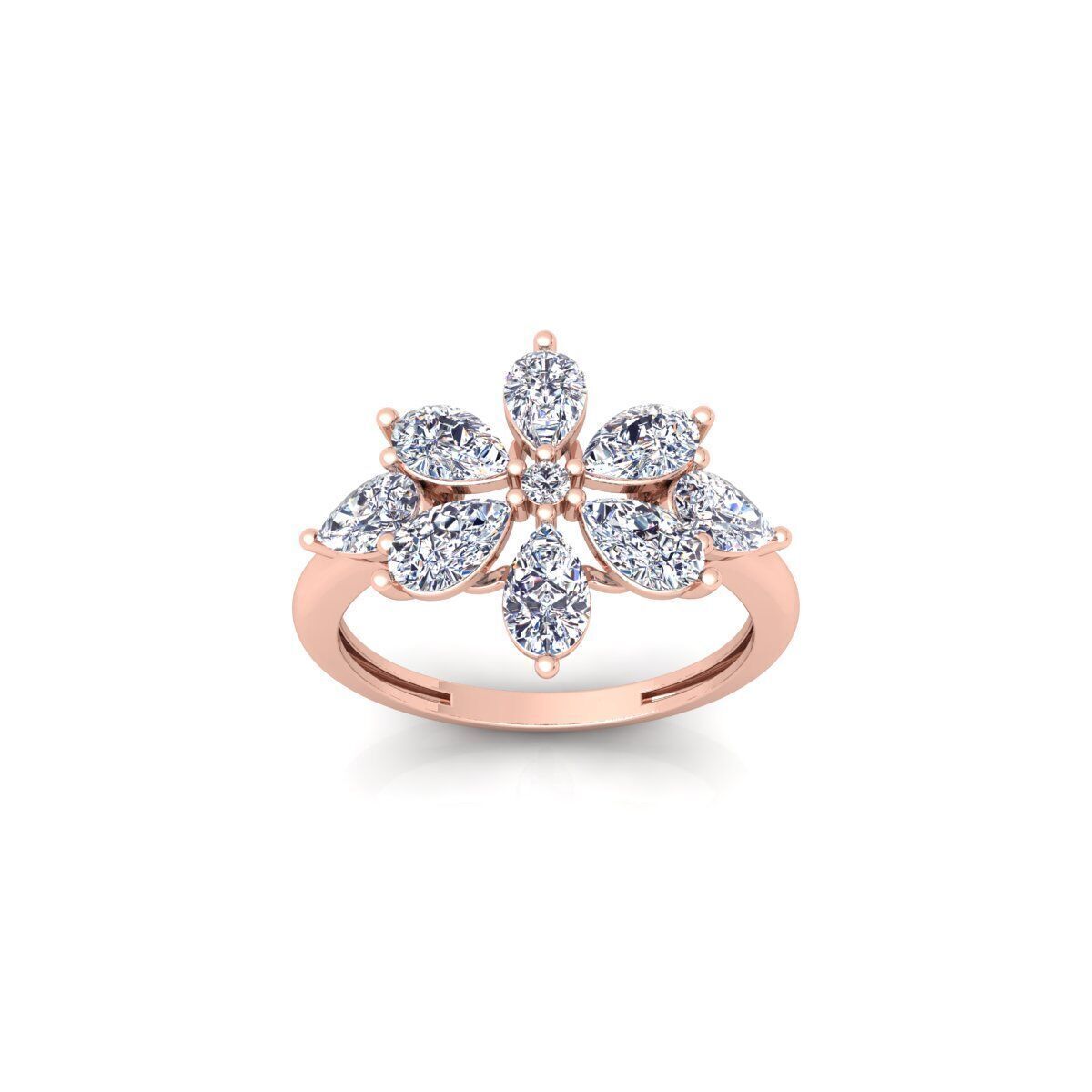 diamond Flower Ring 3d Model and Render 3D print model_1