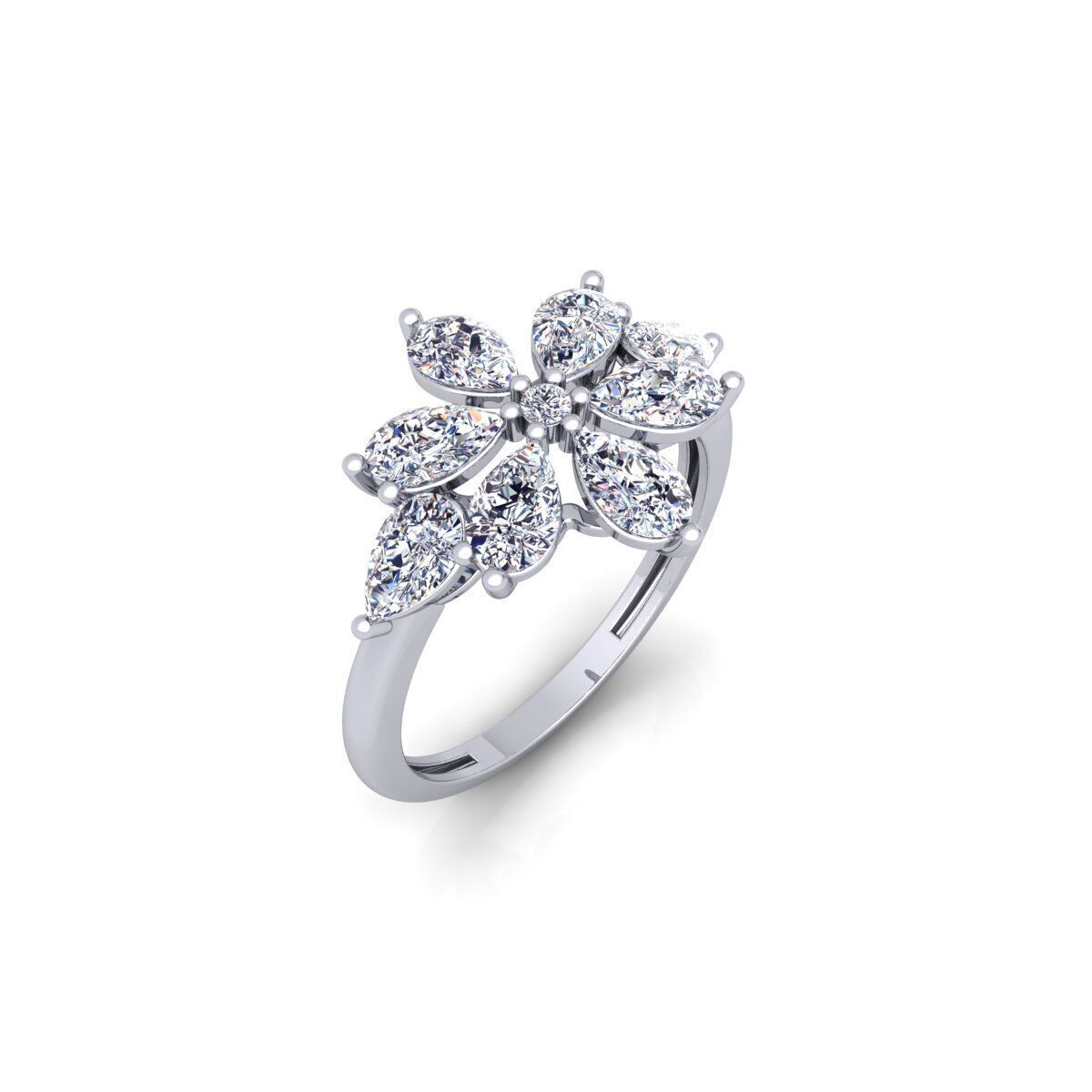 diamond Flower Ring 3d Model and Render 3D print model_8