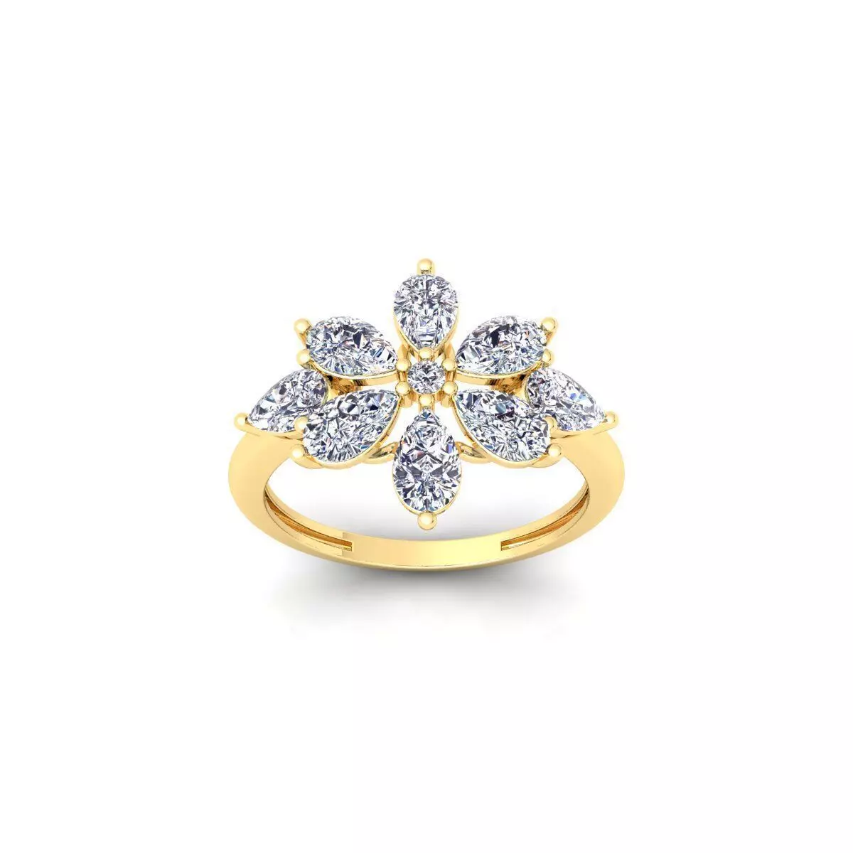 diamond Flower Ring 3d Model and Render 3D print model_0