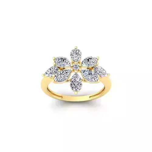 diamond Flower Ring 3d Model and Render