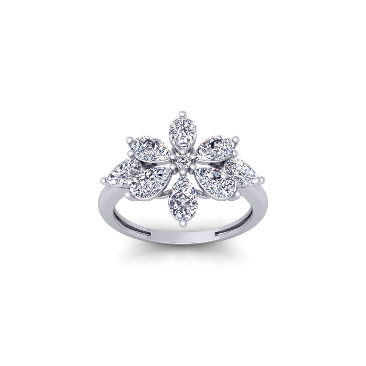 diamond Flower Ring 3d Model and Render 3D print model_2