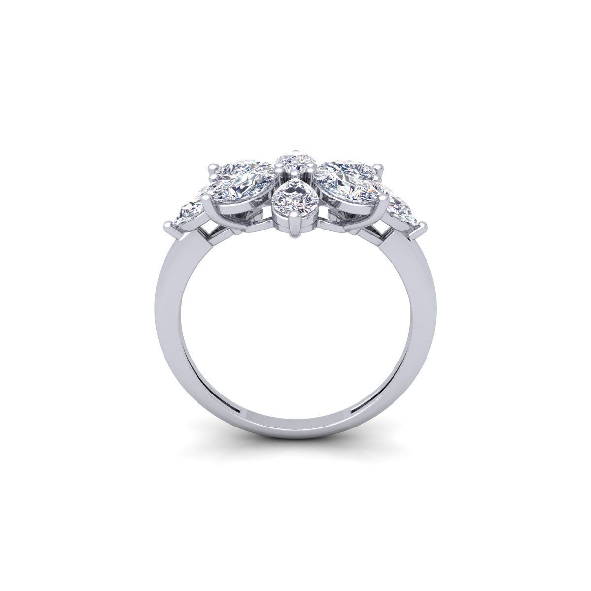 diamond Flower Ring 3d Model and Render 3D print model_5