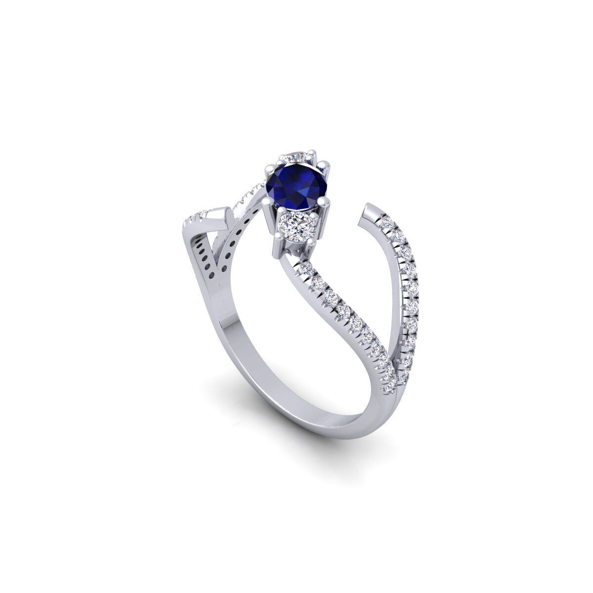 Open Ovel Diamond Ring 3d Model and Render 3D print model_11