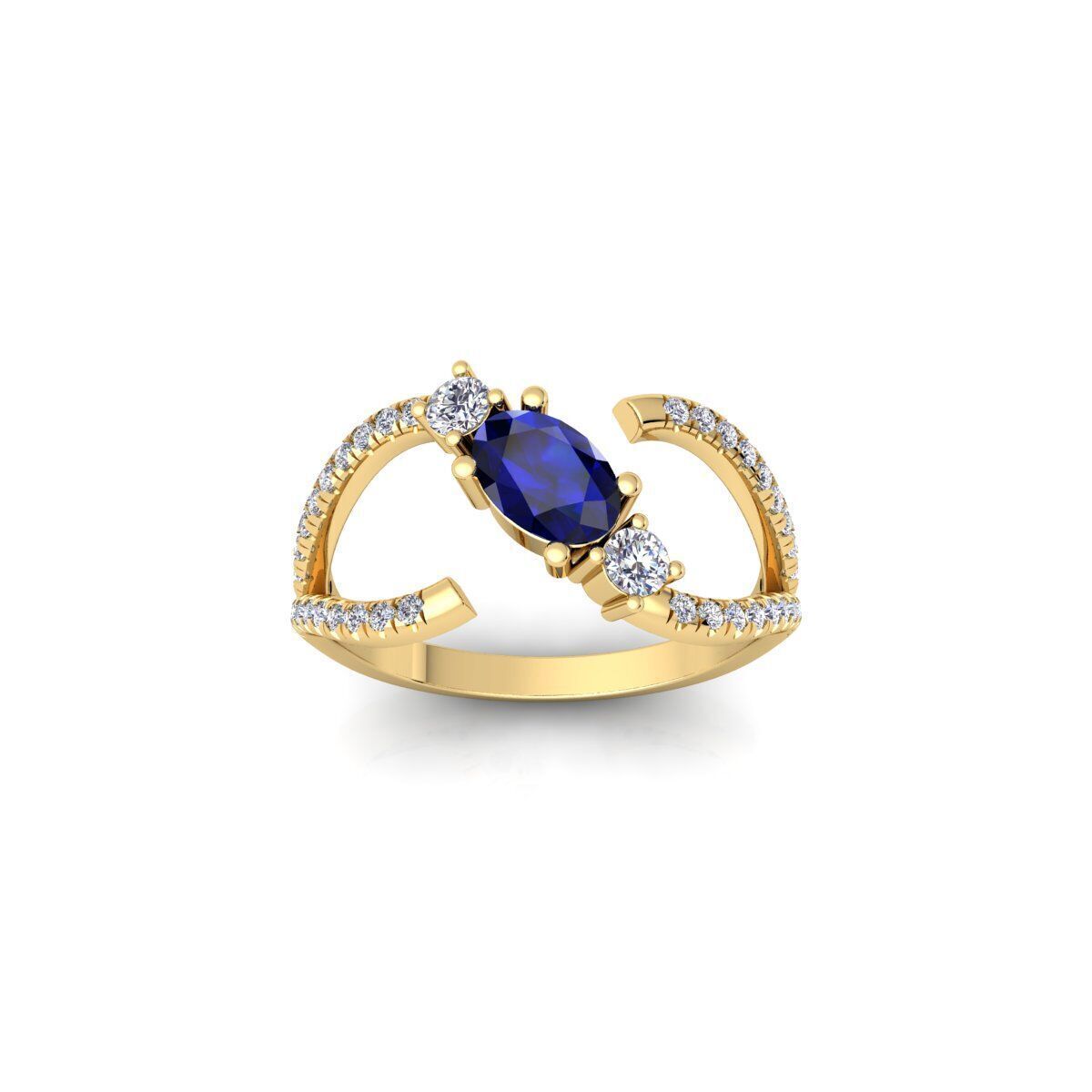 Open Ovel Diamond Ring 3d Model and Render 3D print model_1