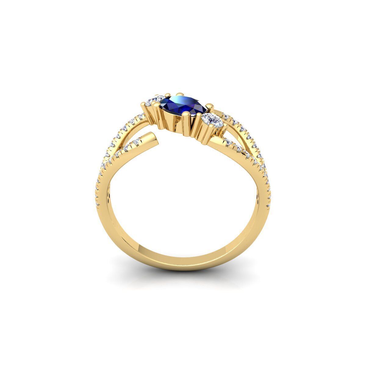 Open Ovel Diamond Ring 3d Model and Render 3D print model_3