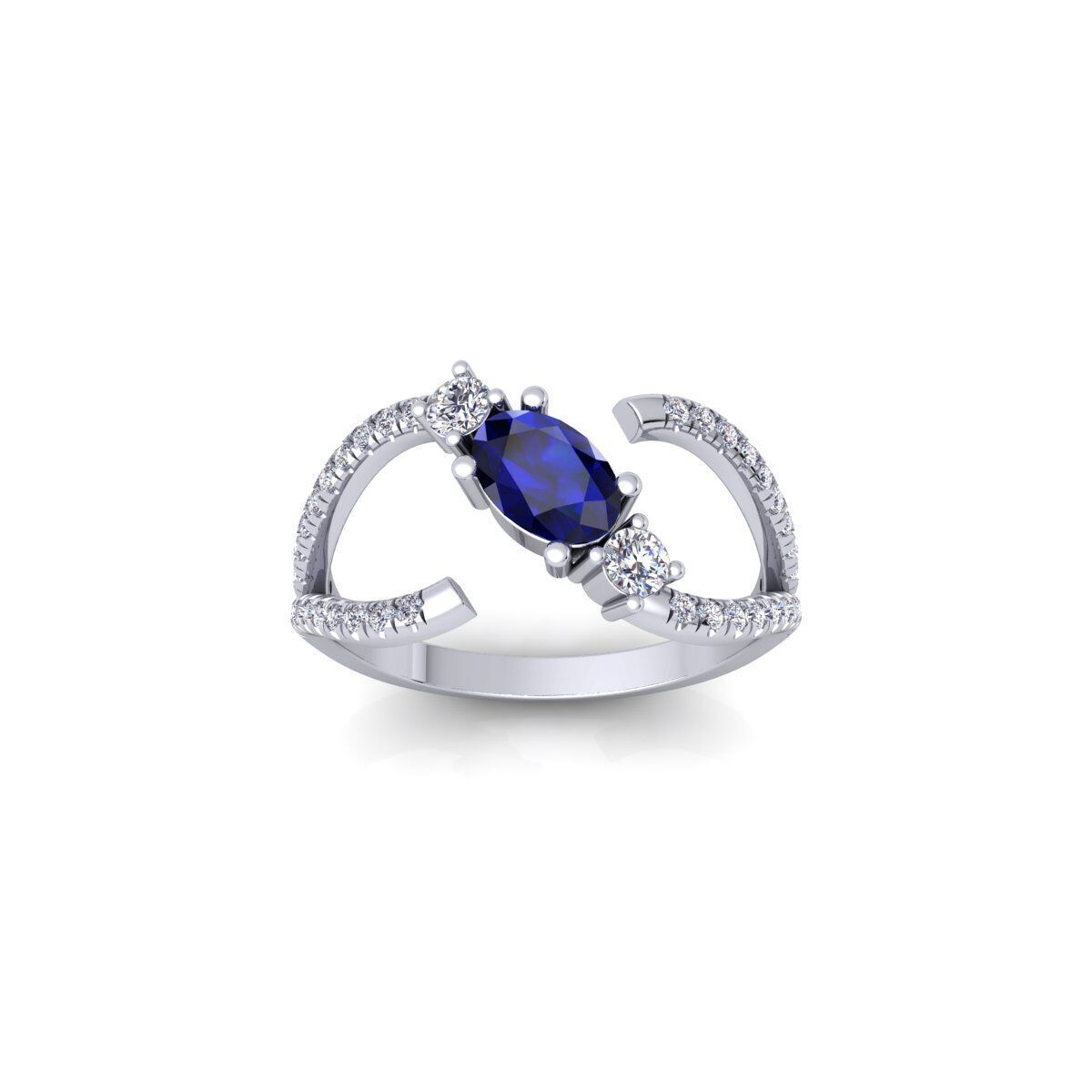 Open Ovel Diamond Ring 3d Model and Render 3D print model_2