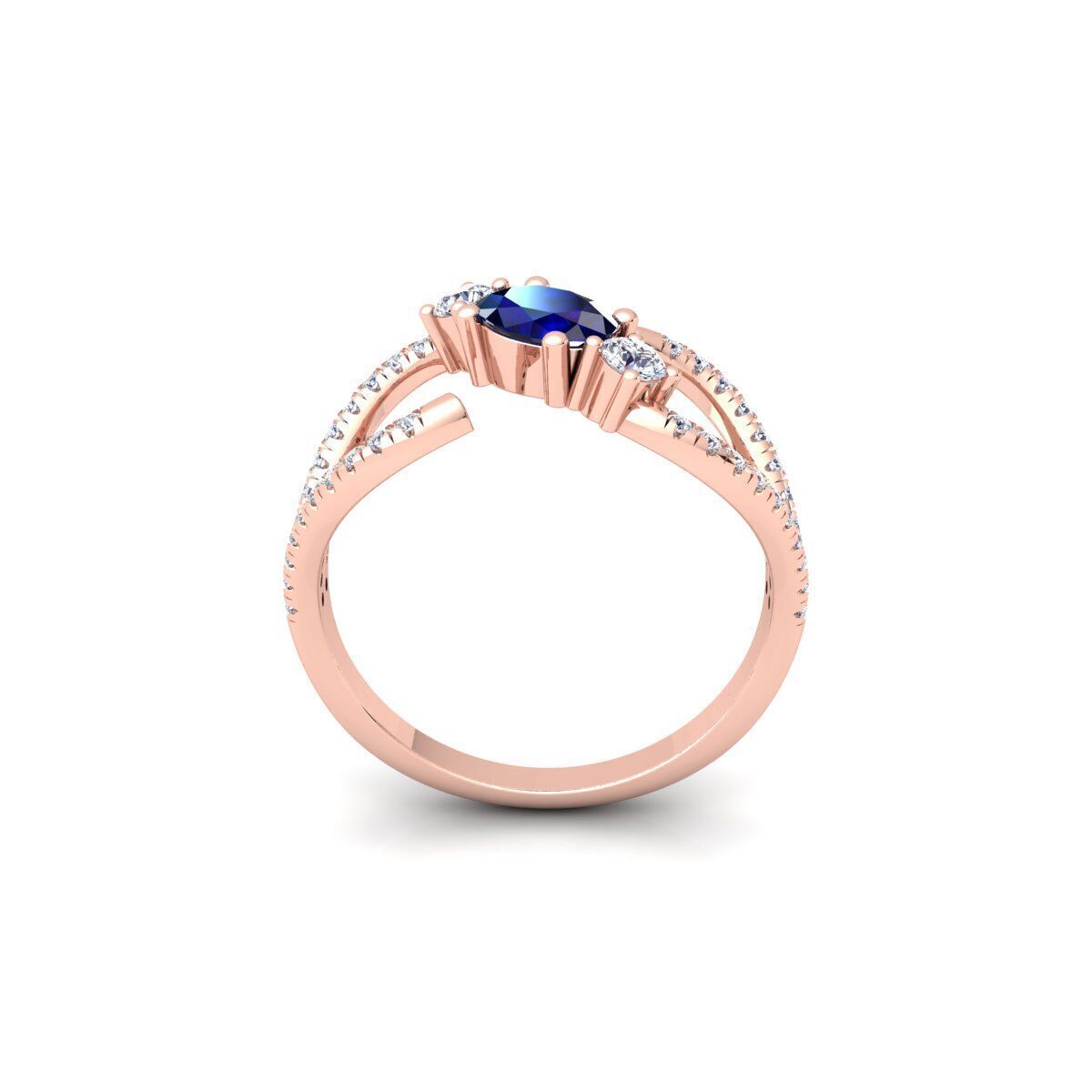 Open Ovel Diamond Ring 3d Model and Render 3D print model_4