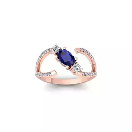 Open Ovel Diamond Ring 3d Model and Render 