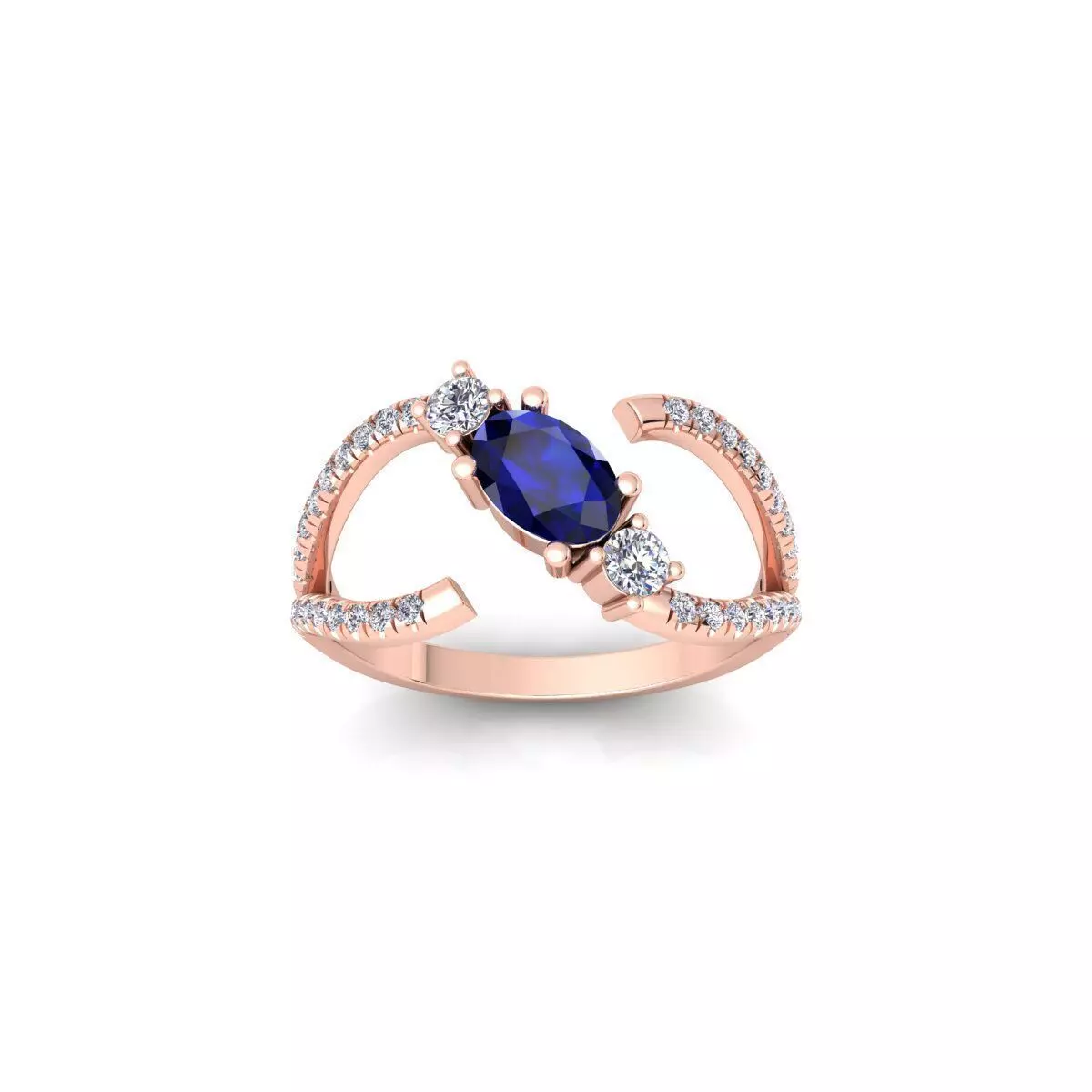 Open Ovel Diamond Ring 3d Model and Render 3D print model_0