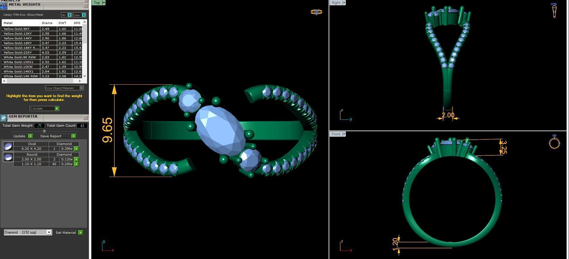 Open Ovel Diamond Ring 3d Model and Render 3D print model_12