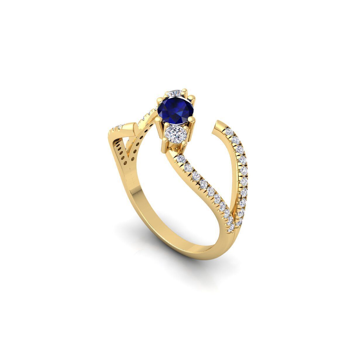 Open Ovel Diamond Ring 3d Model and Render 3D print model_9