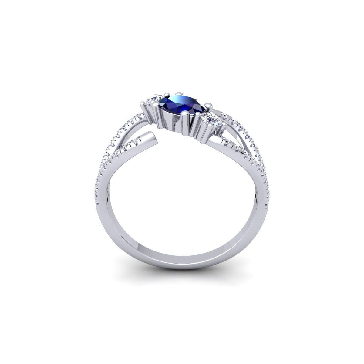 Open Ovel Diamond Ring 3d Model and Render 3D print model_5