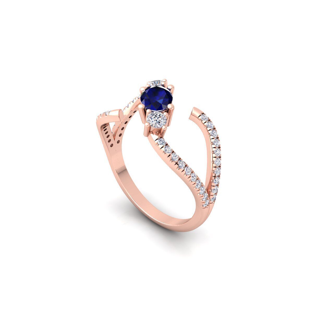 Open Ovel Diamond Ring 3d Model and Render 3D print model_10