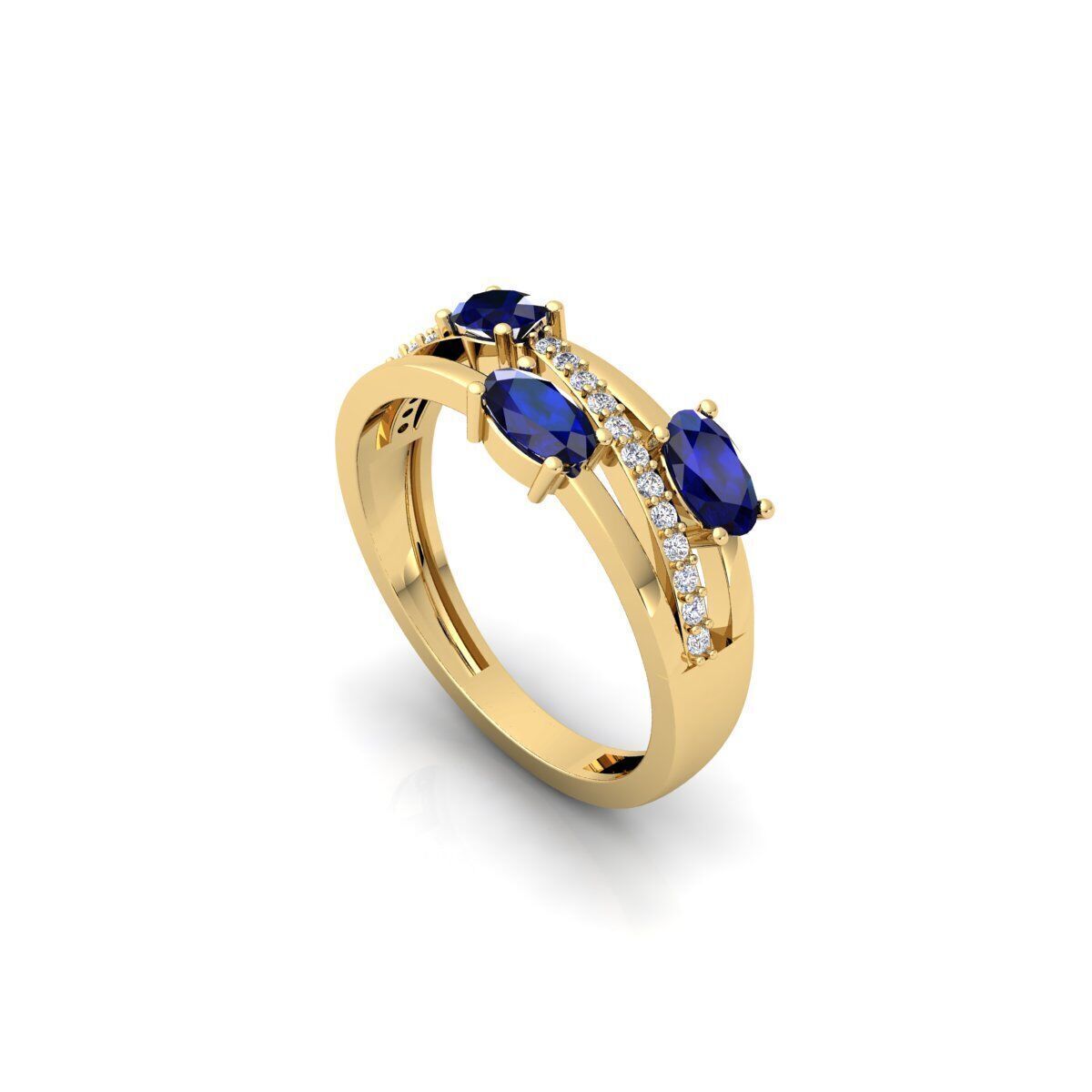 Three Ovel Twist Ring 3d Model and Render 3D print model_9