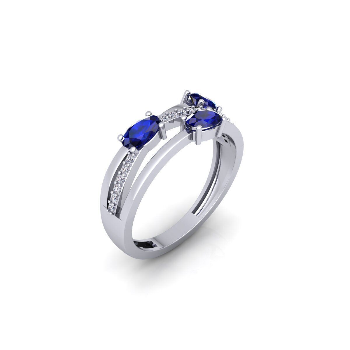 Three Ovel Twist Ring 3d Model and Render 3D print model_8