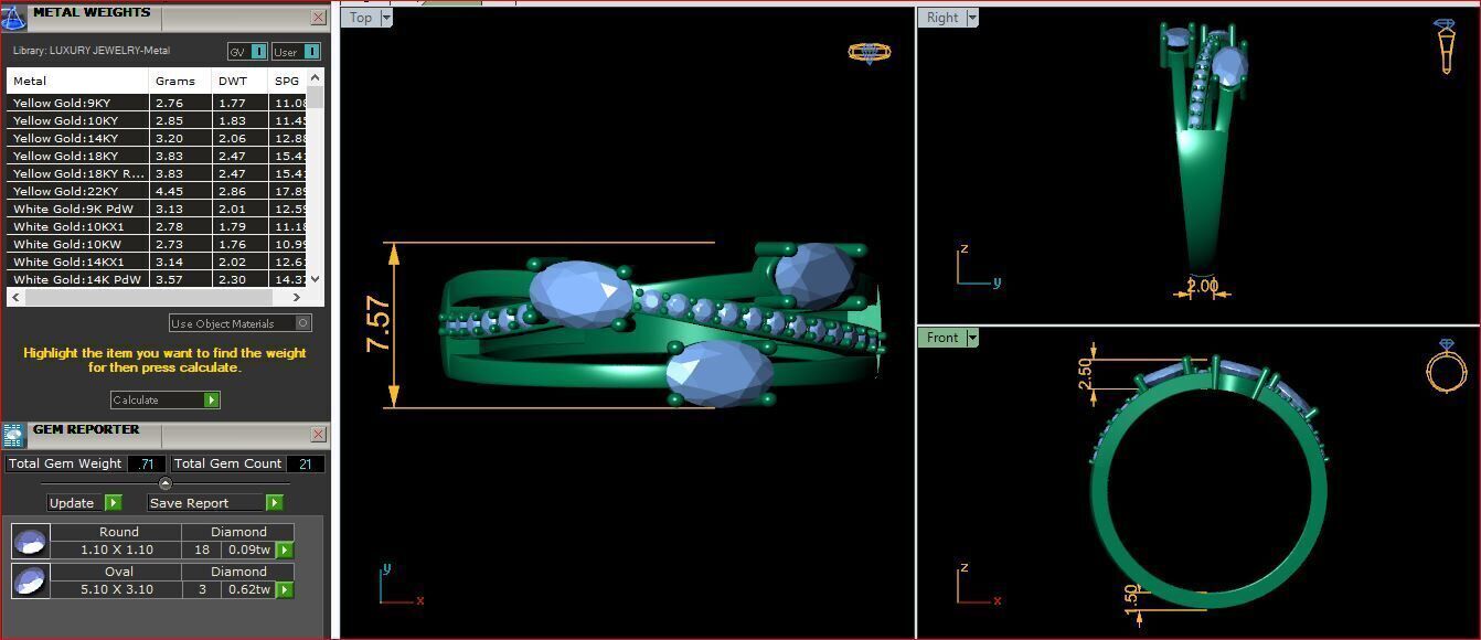 Three Ovel Twist Ring 3d Model and Render 3D print model_12