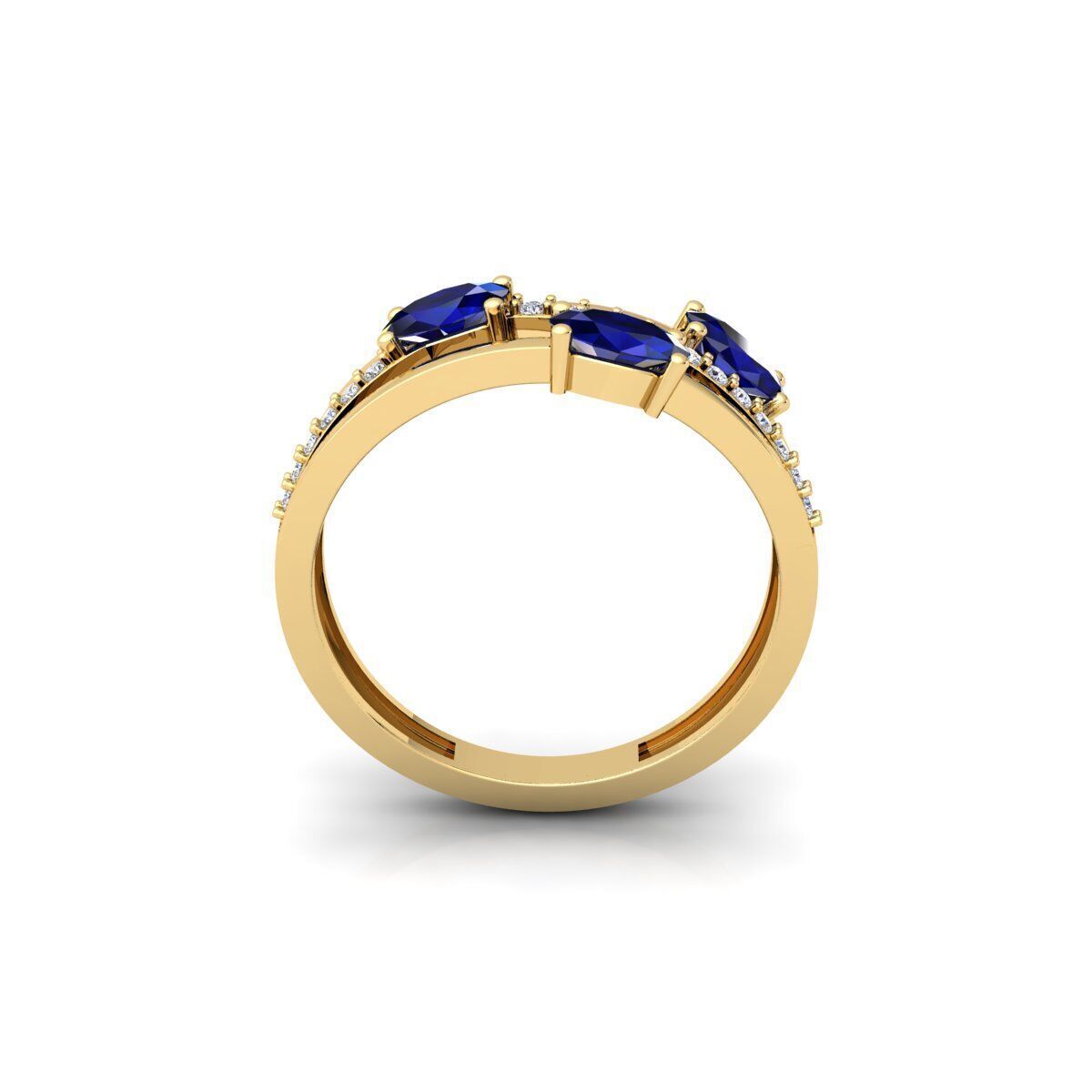 Three Ovel Twist Ring 3d Model and Render 3D print model_3