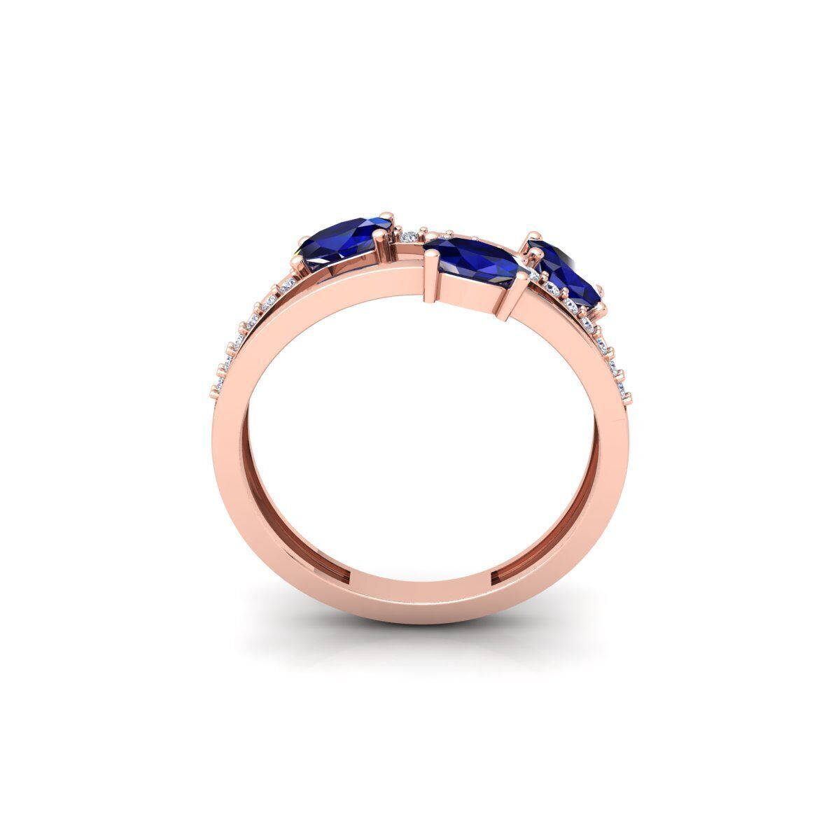 Three Ovel Twist Ring 3d Model and Render 3D print model_4