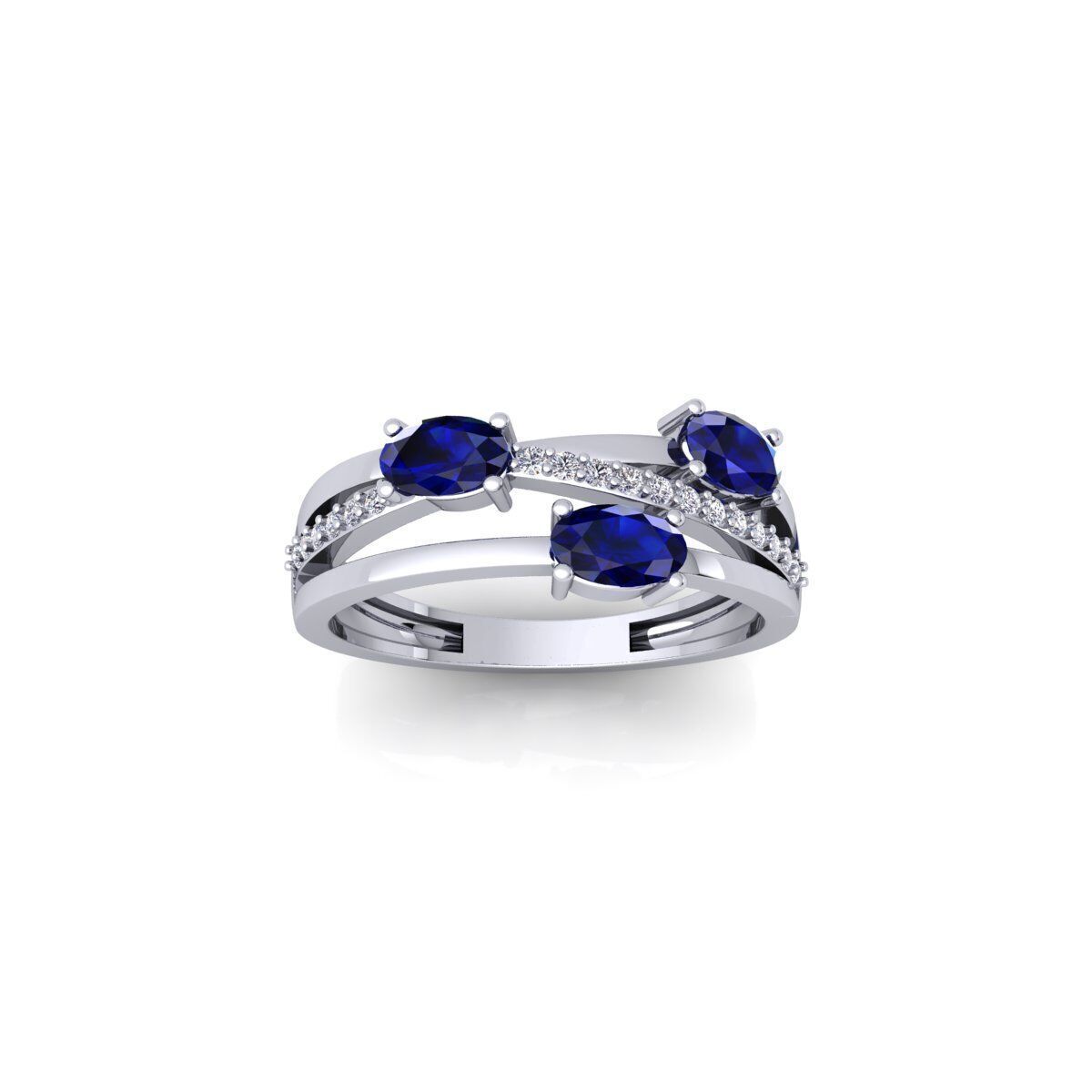 Three Ovel Twist Ring 3d Model and Render 3D print model_2