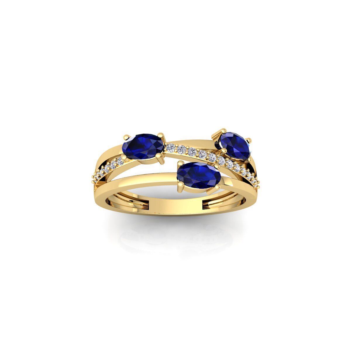 Three Ovel Twist Ring 3d Model and Render 3D print model_1