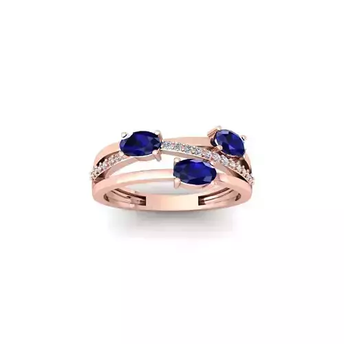 Three Ovel Twist Ring 3d Model and Render 3D print model