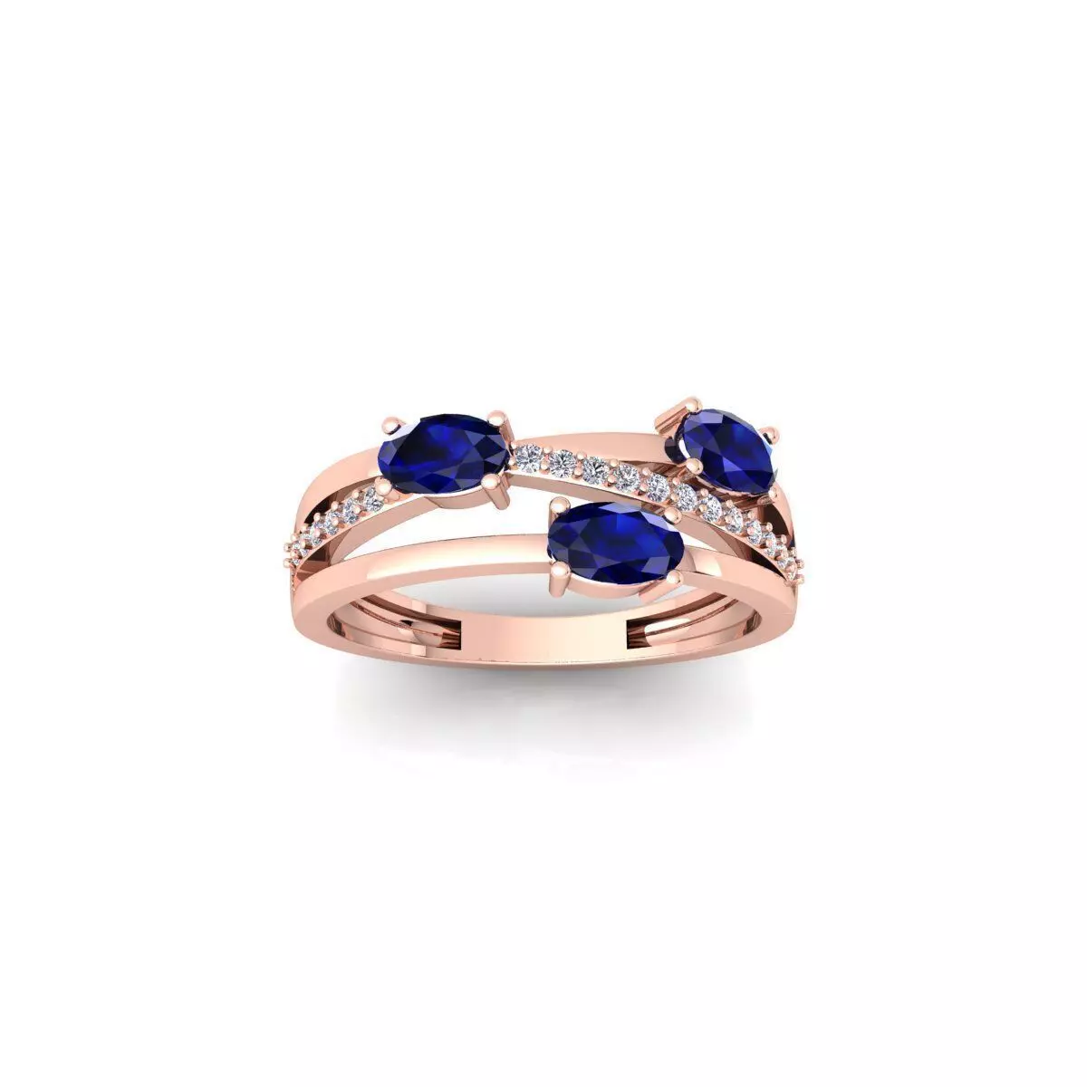 Three Ovel Twist Ring 3d Model and Render 3D print model_0