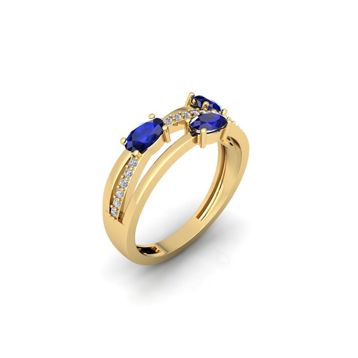 Three Ovel Twist Ring 3d Model and Render 3D print model_6