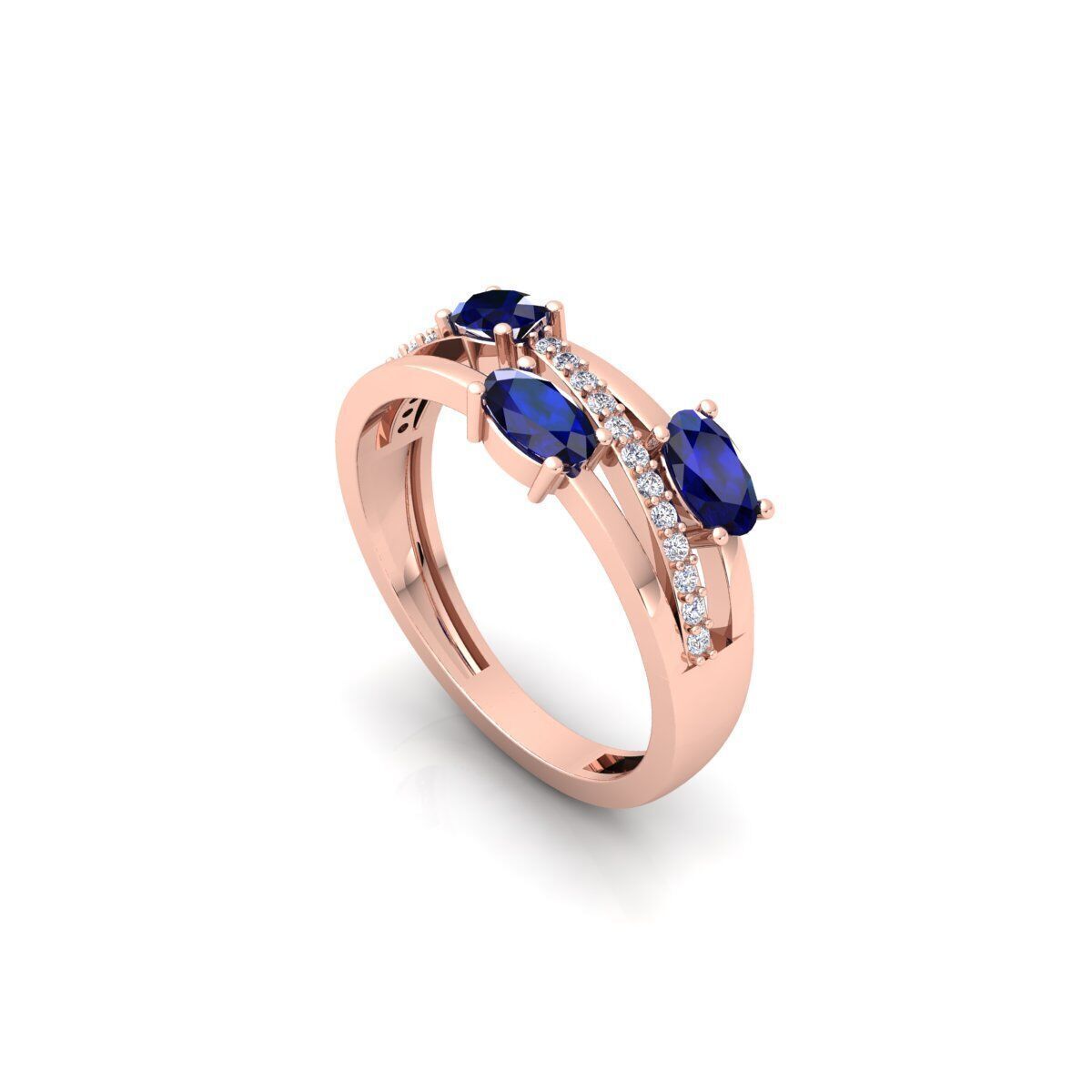 Three Ovel Twist Ring 3d Model and Render 3D print model_10