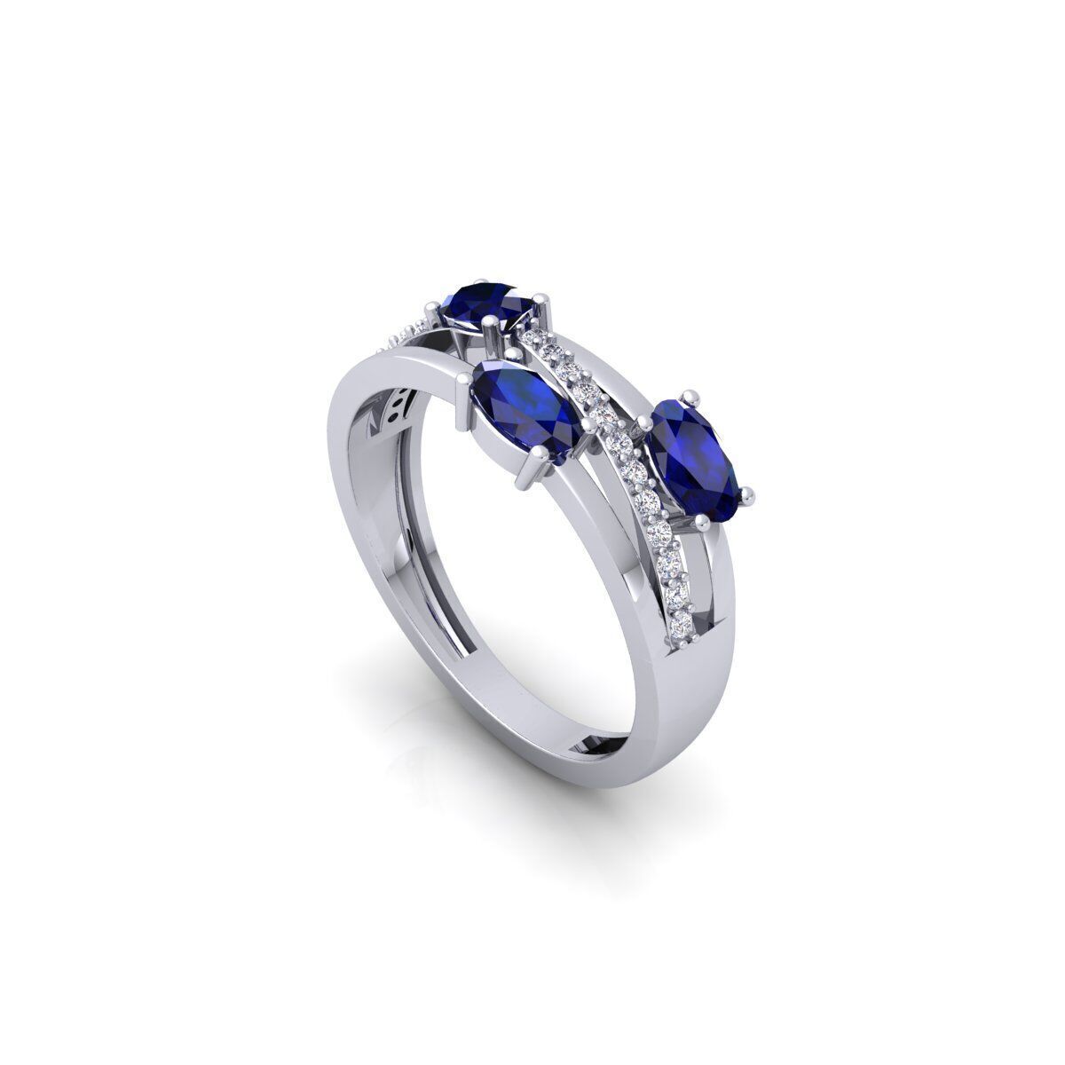 Three Ovel Twist Ring 3d Model and Render 3D print model_11