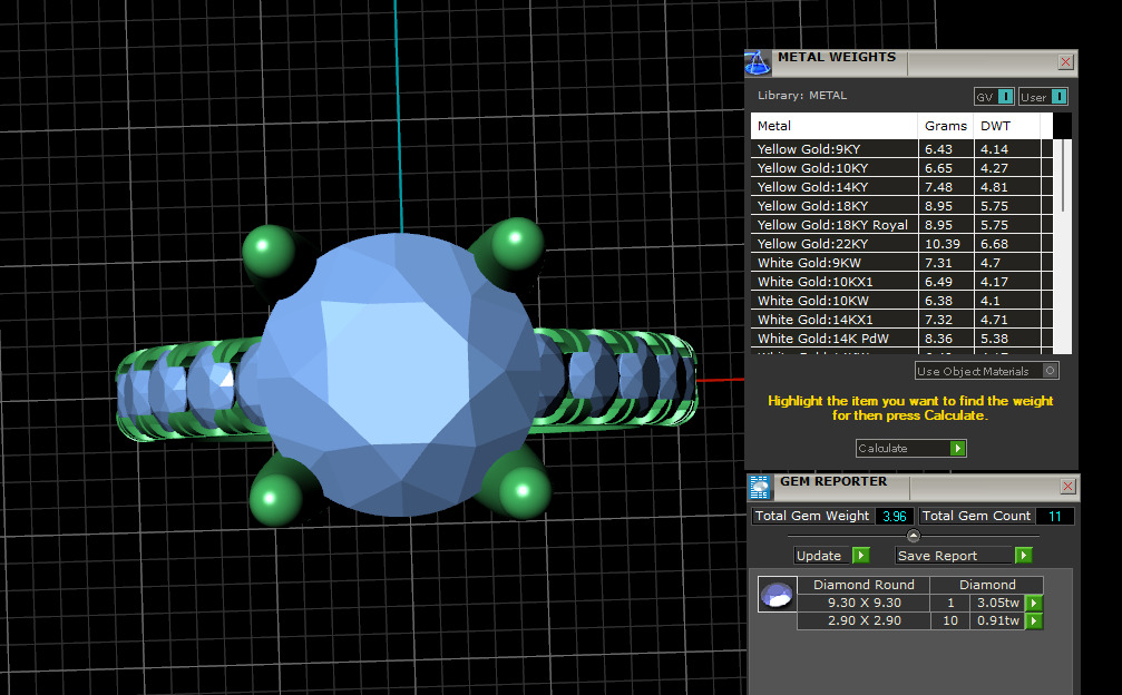 Round Center Stone Ring with Diamond Accented Shank 3D print model_4