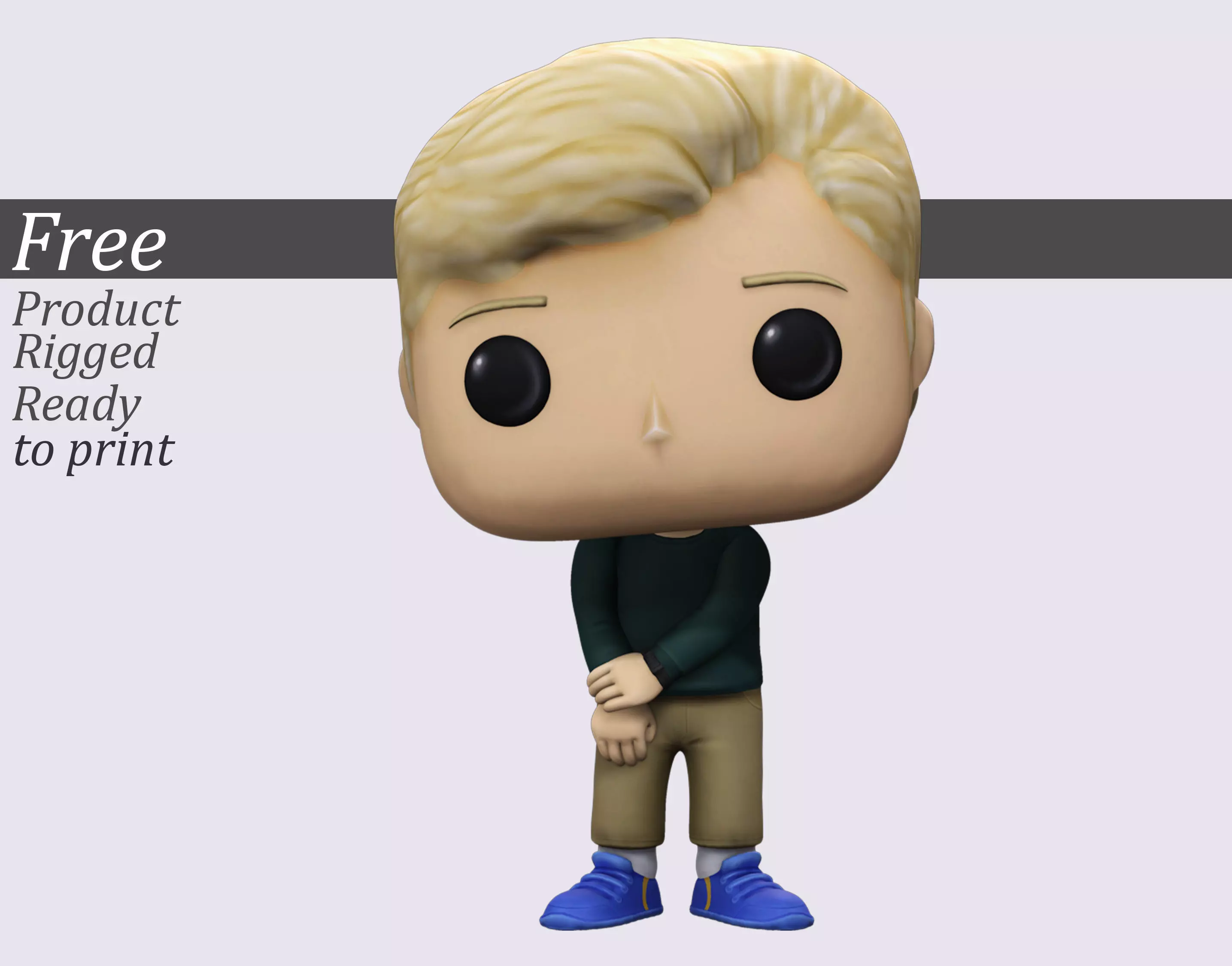Funko Style Shy Boy Printable STL Figurine Free 3D print model