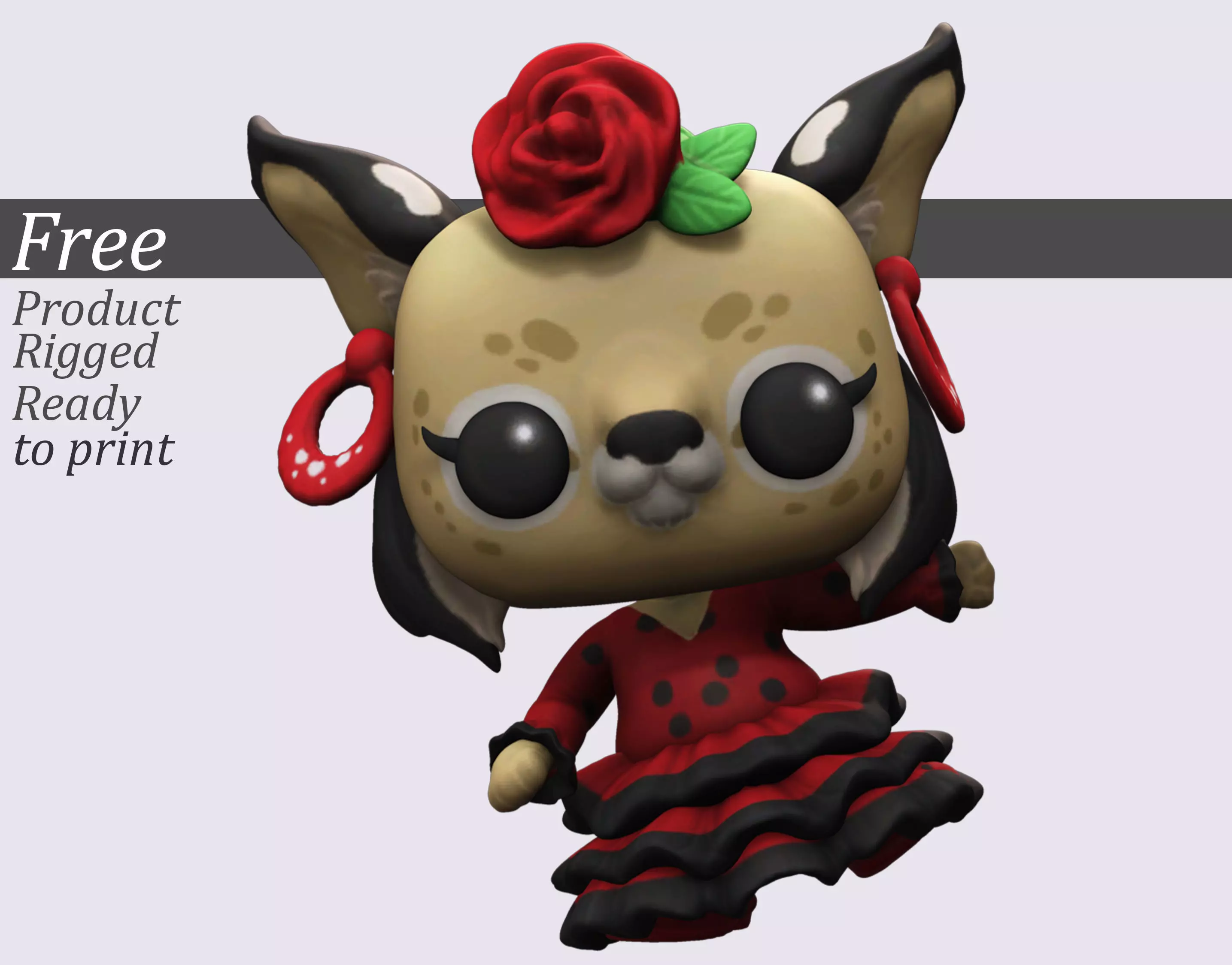 Funko Style Flamenco Cat Printable STL Figurine Free 3D print model