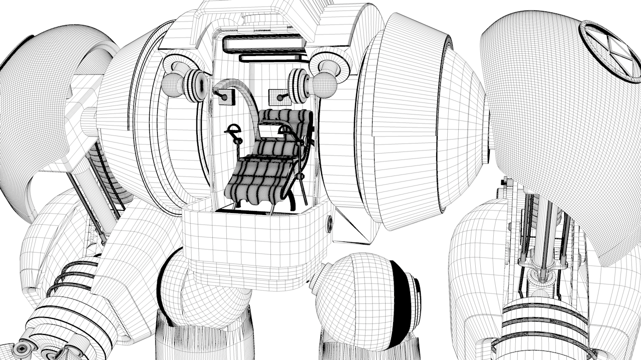 Robot With Cockpit Free 3D model_8