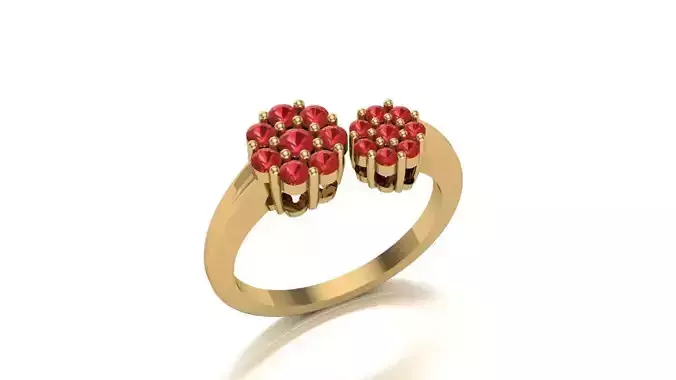 Open Design Cluster Ring with Round Stones 3D print model Open Design Cluster Ring with Round Stones 3D print model