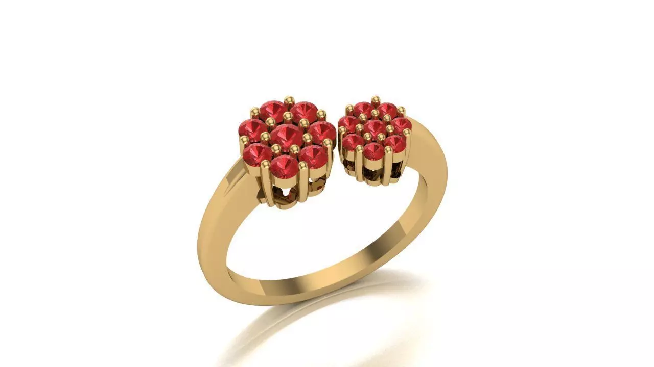 Open Design Cluster Ring with Round Stones 3D print model_0