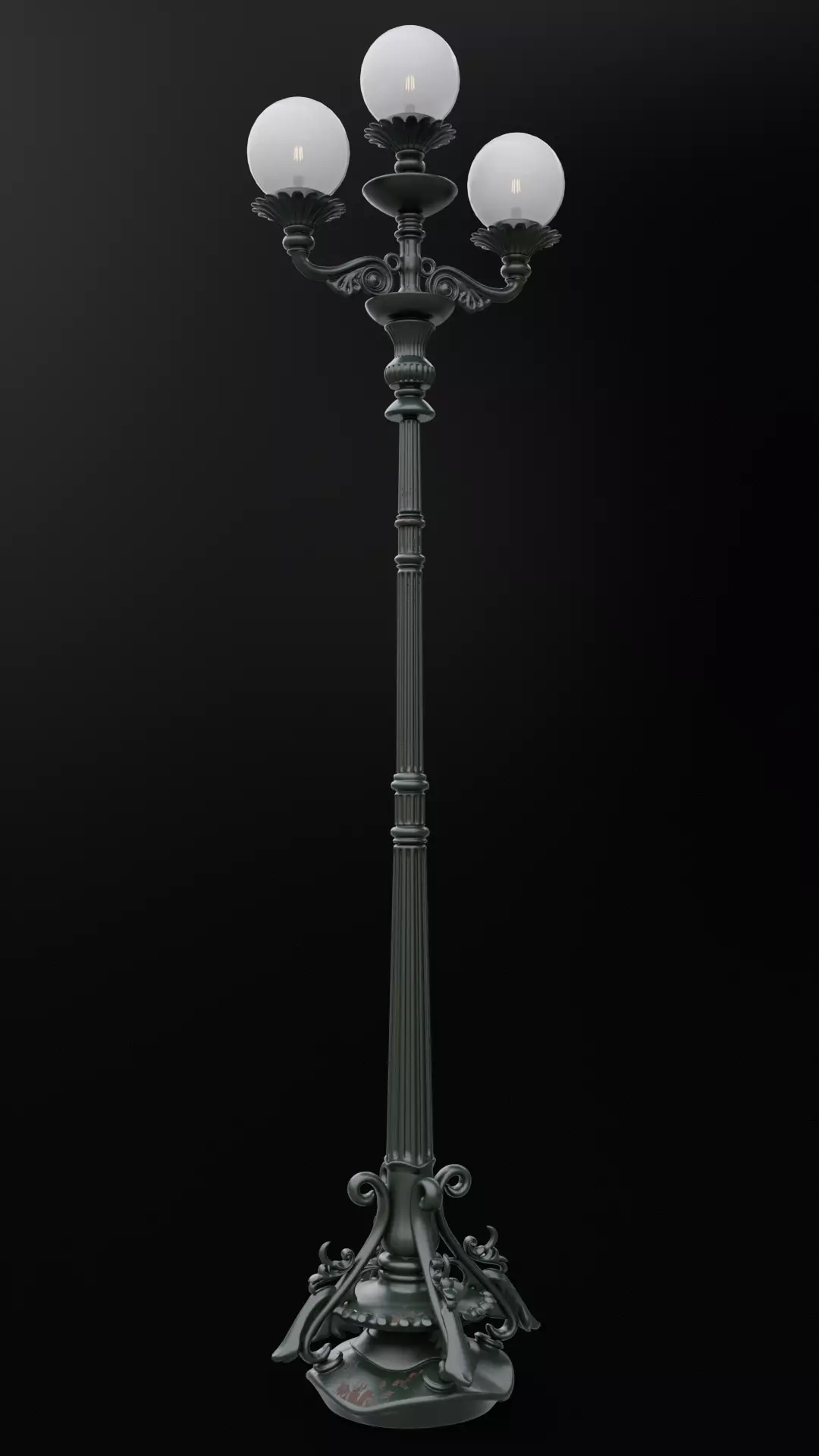 Old lamp post number2 with ST64 6W bulb 3D model_0