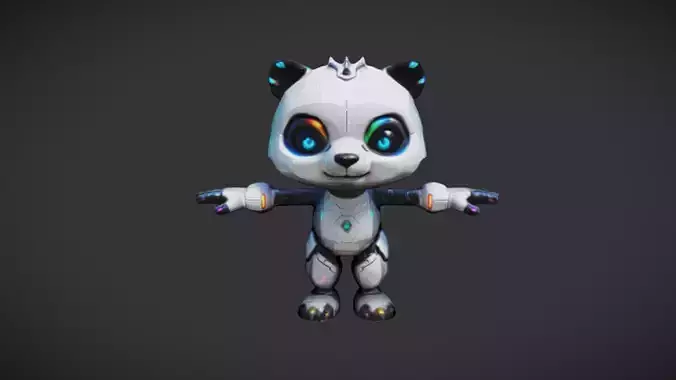 Panda Protogen 3D Character Model Animated