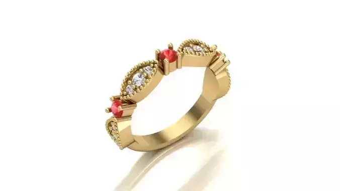 Marquise Style Ring with Round Beads and Stones