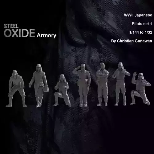 WWII Japanese airfield crew set 1 for 3d printing