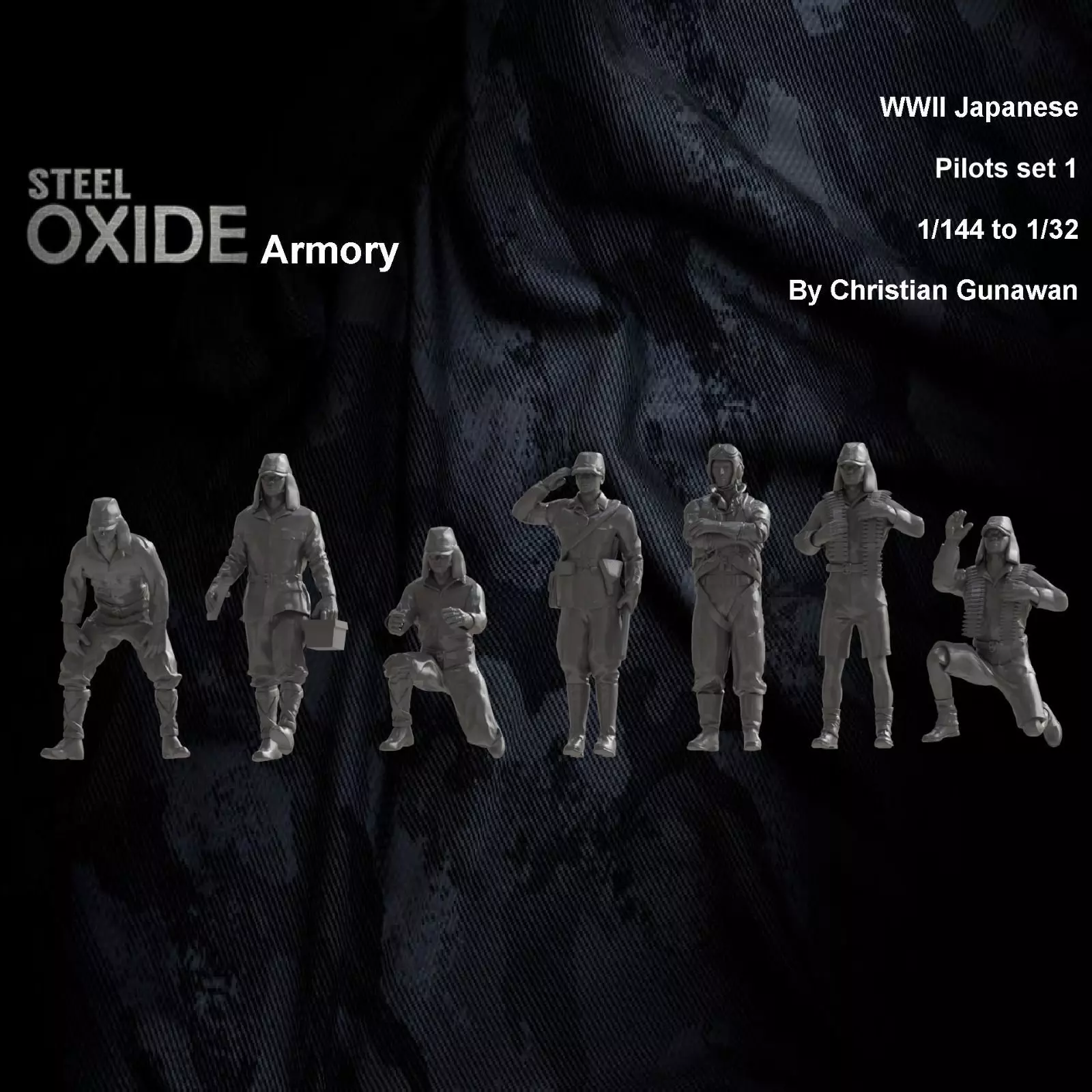 WWII Japanese airfield crew set 1 for 3d printing 3D print model_0