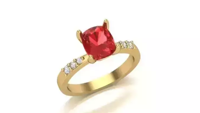 Cushion Cut Center Stone Ring with Diamond Accents