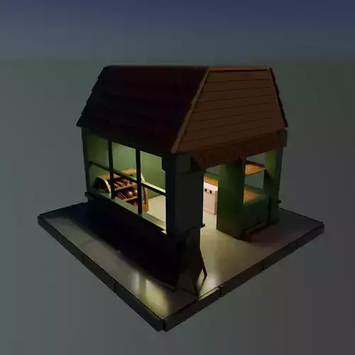 Low Poly Mini Bakery 3D Model  Game Ready   Maya Unity Unreal