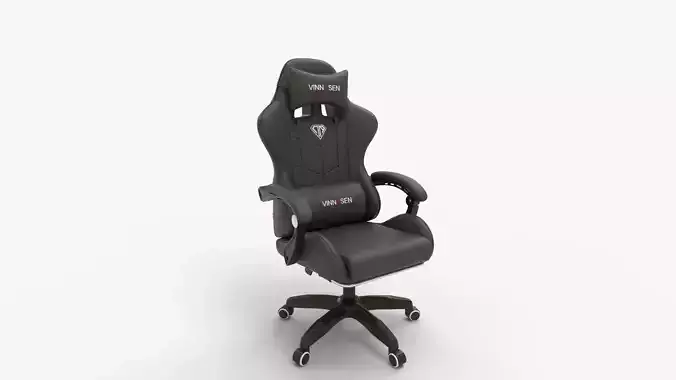 VINNYSEN Gaming Chair with Footrest and Lumbar Support Black