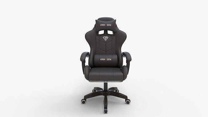 VINNYSEN Gaming Chair with Footrest and Lumbar Support Black 3D model 7