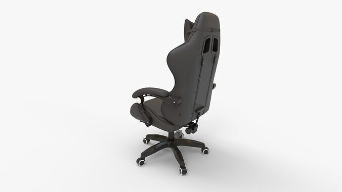 VINNYSEN Gaming Chair with Footrest and Lumbar Support Black 3D model 5