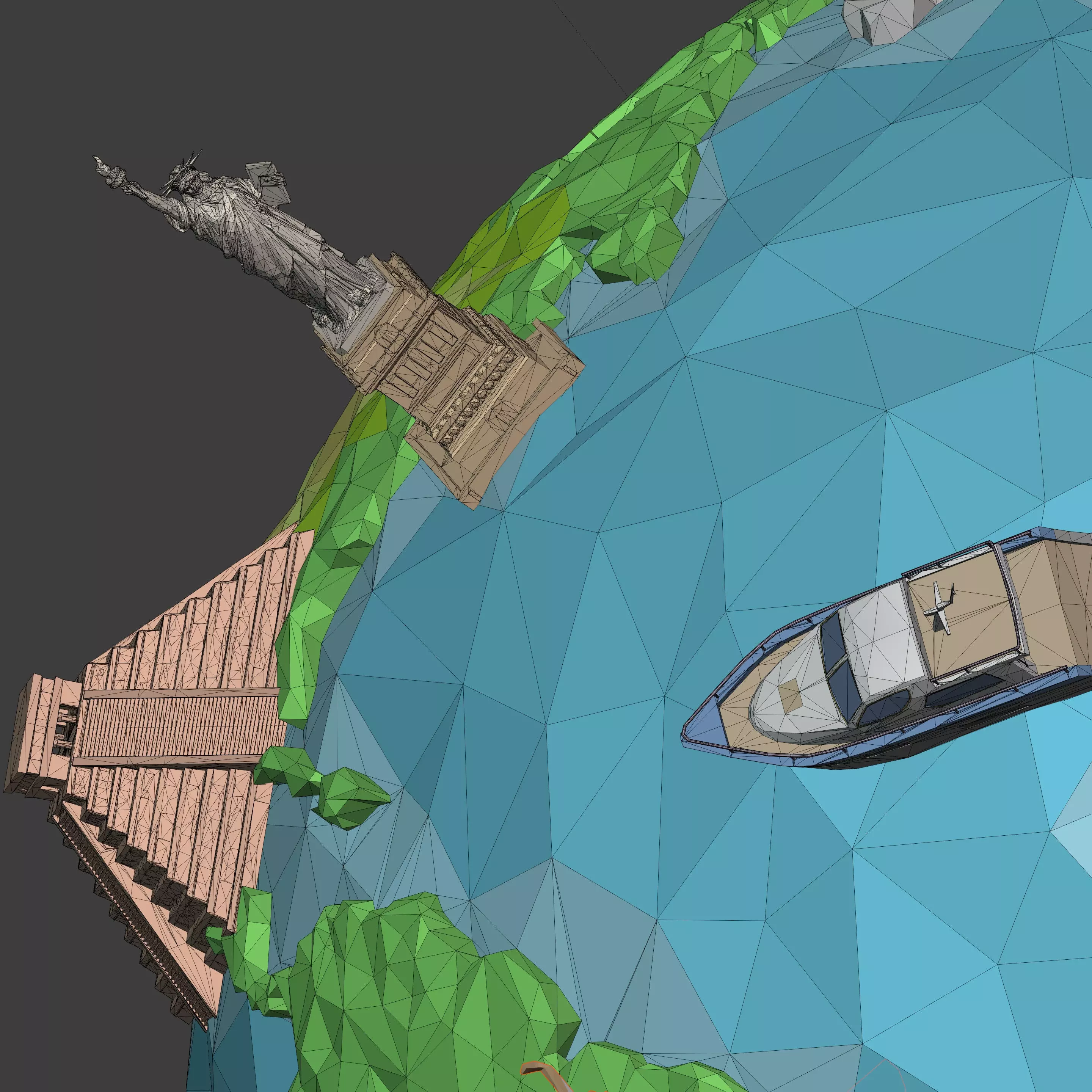 Polygonal LowPoly Cartoon Planet Earth - Low Poly Travel AD Pack Low-poly 3D model_11